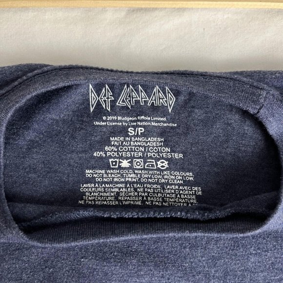 Def Lepperd T-Shirt Women Small Blue Crew Neck Graphic Cotton Blend Short Sleeve - Picture 9 of 10